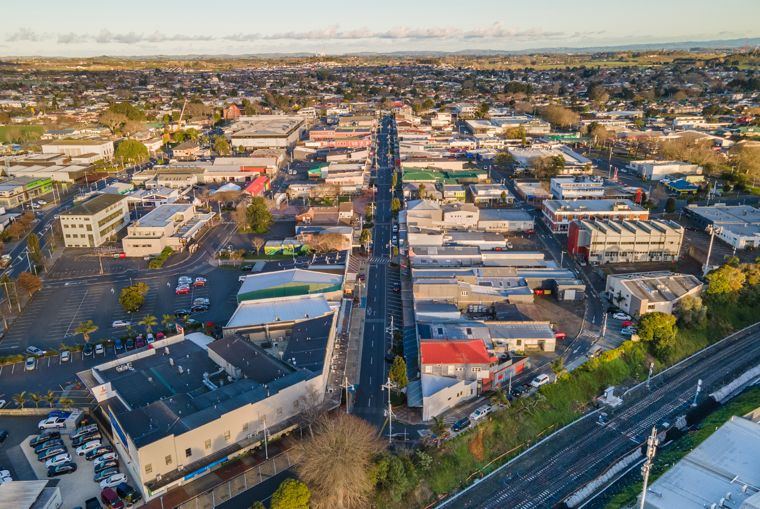 Aerial view of central Pukekohe