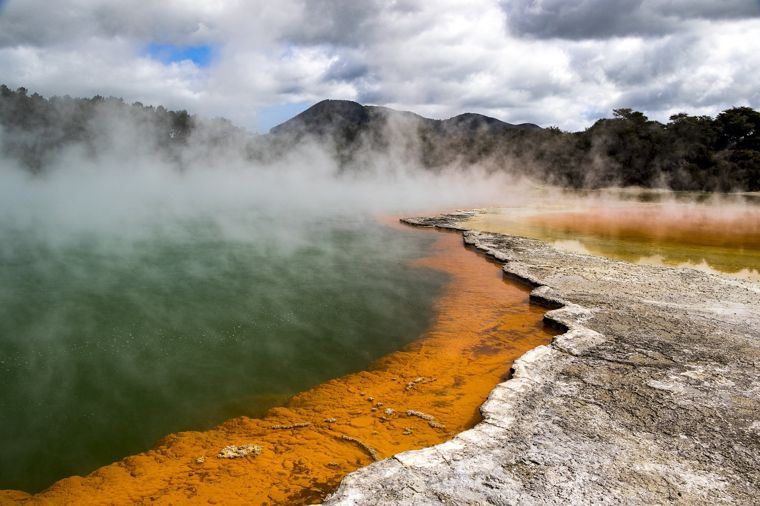 A steaming geothermal pool near Rotorua