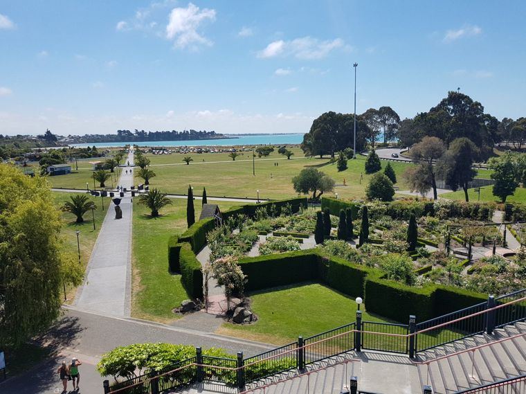 Gardens and walkway above Caroline Bay, Timaru