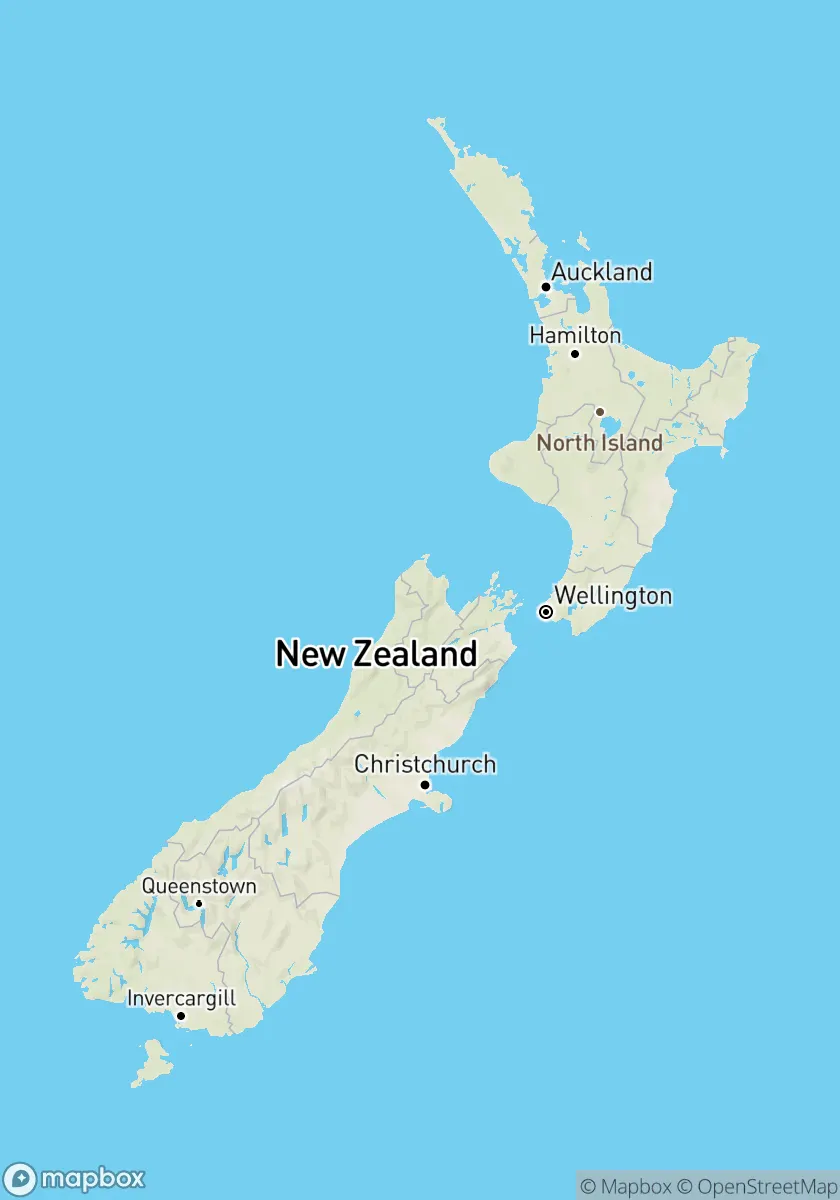 Map of New Zealand with the 20 Explore cities